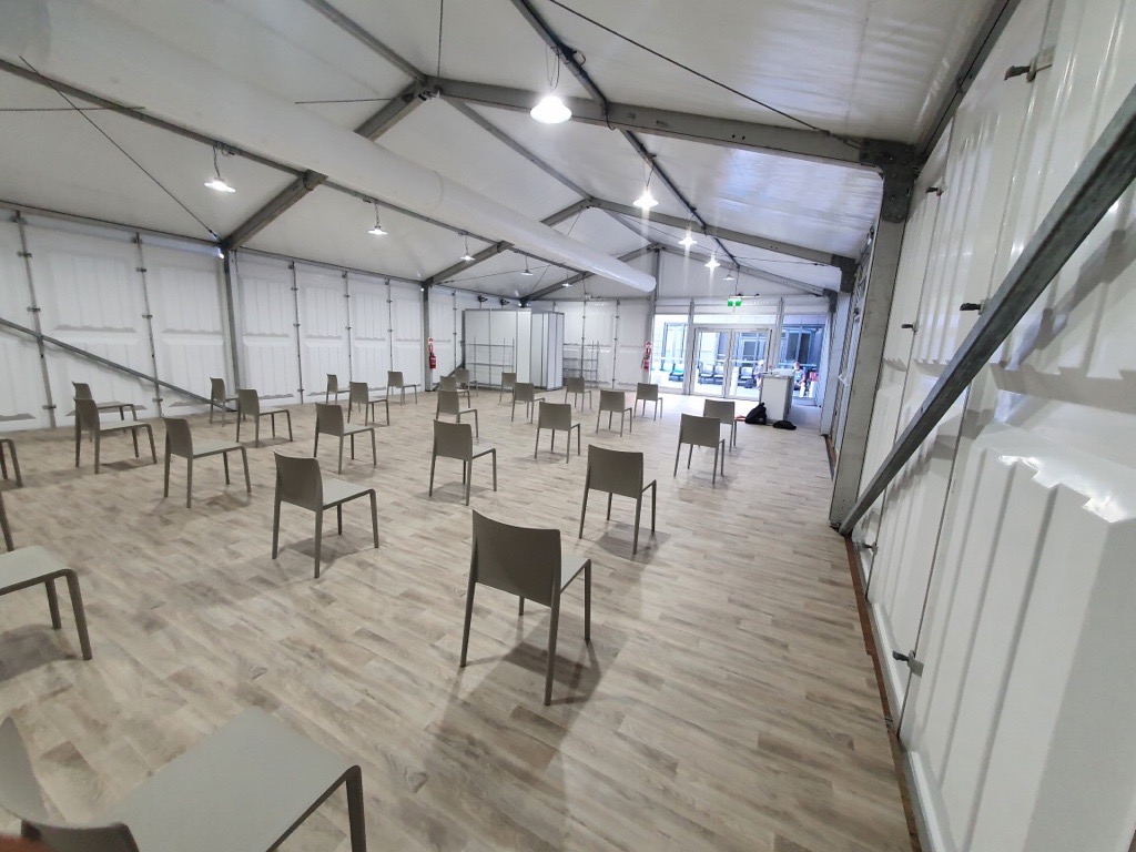 Moreton Hire Triage Build. Griffith University Gold Coast 2021. Vaccination Hub Covid19