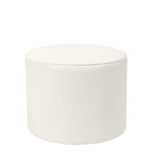 Leatherette Round Ottoman White