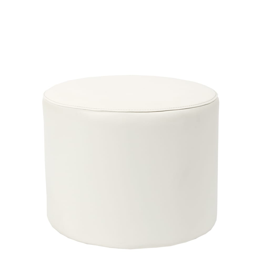 Leatherette Round Ottoman White