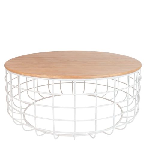 Paros Coffee Table with Natural Oak Top White