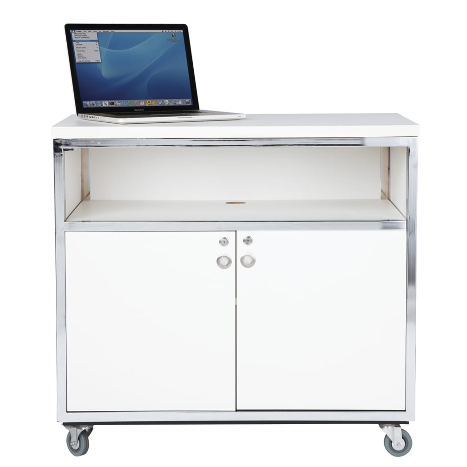 Quattro Counter Cupboard White with sign